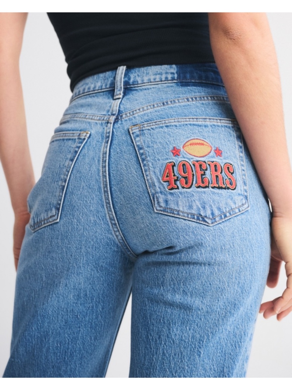 High rise 90s relaxed San Francisco 49ers embroidered jean